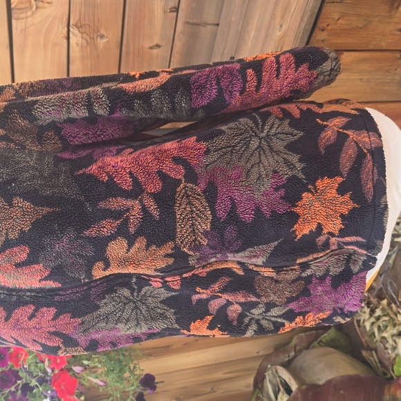 Vintage fall leaves zip up sweater - Picture 4 of 9